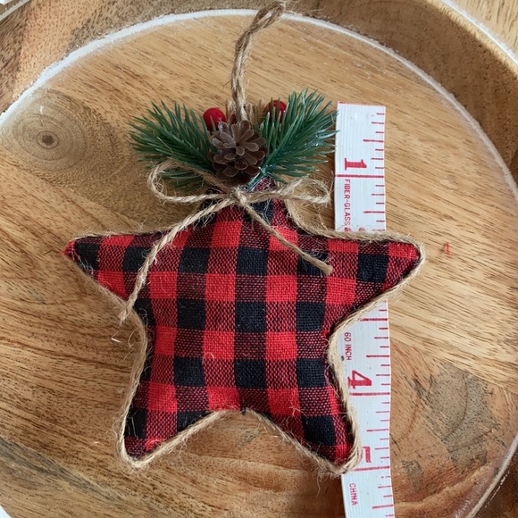 Buffalo plaid Star Christmas tree ornament NEW - Picture 3 of 9